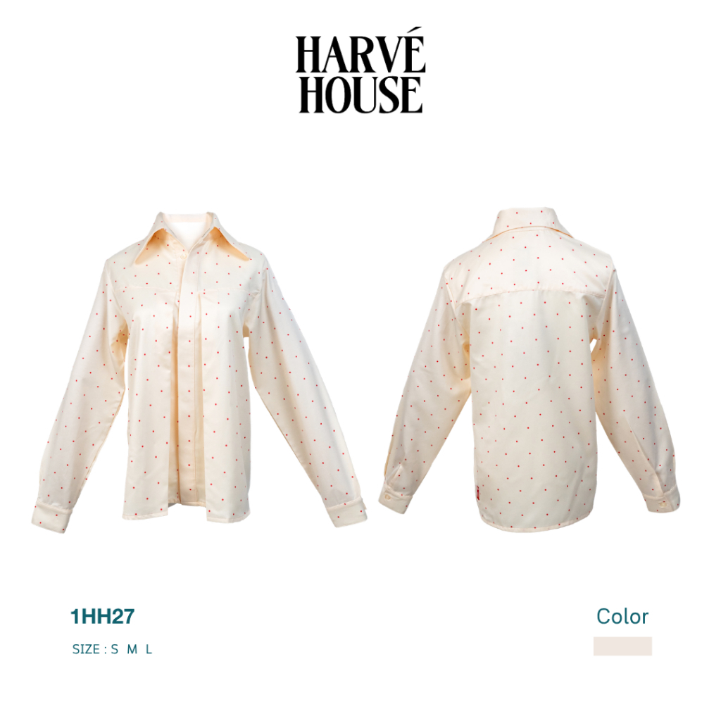 Harve House | Shirt เสื้อเชิ้ตแขนยาวลาย Polka Dot signature หวานนิดๆ มีเอกลักษณ์