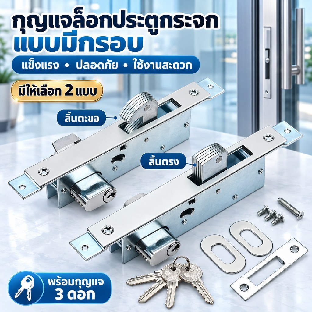 MICO กุญแจบานเลื่อน และบานสวิง กุญแจคอม้า มี 2 แบบให้เลือก