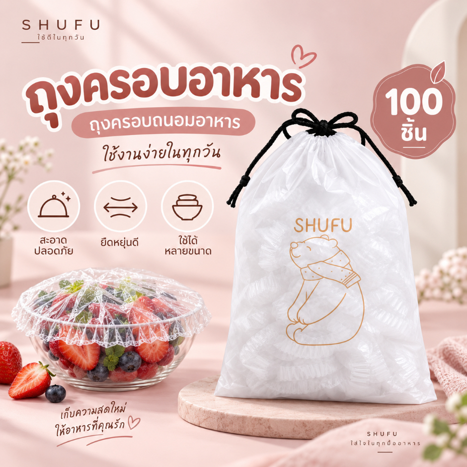 ถุงครอบอาหารแบบใช้ครั้งเดียว ถุงห่ออาหาร ป้องกันแมลงวัน รักษาความสะอาด