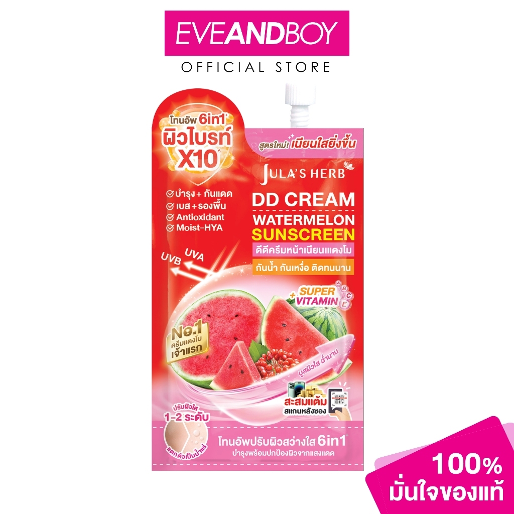 JULA'S HERB - DD Cream Watermelon SPF50 PA+++ (8 ml.) ดีดีครีมแตงโม