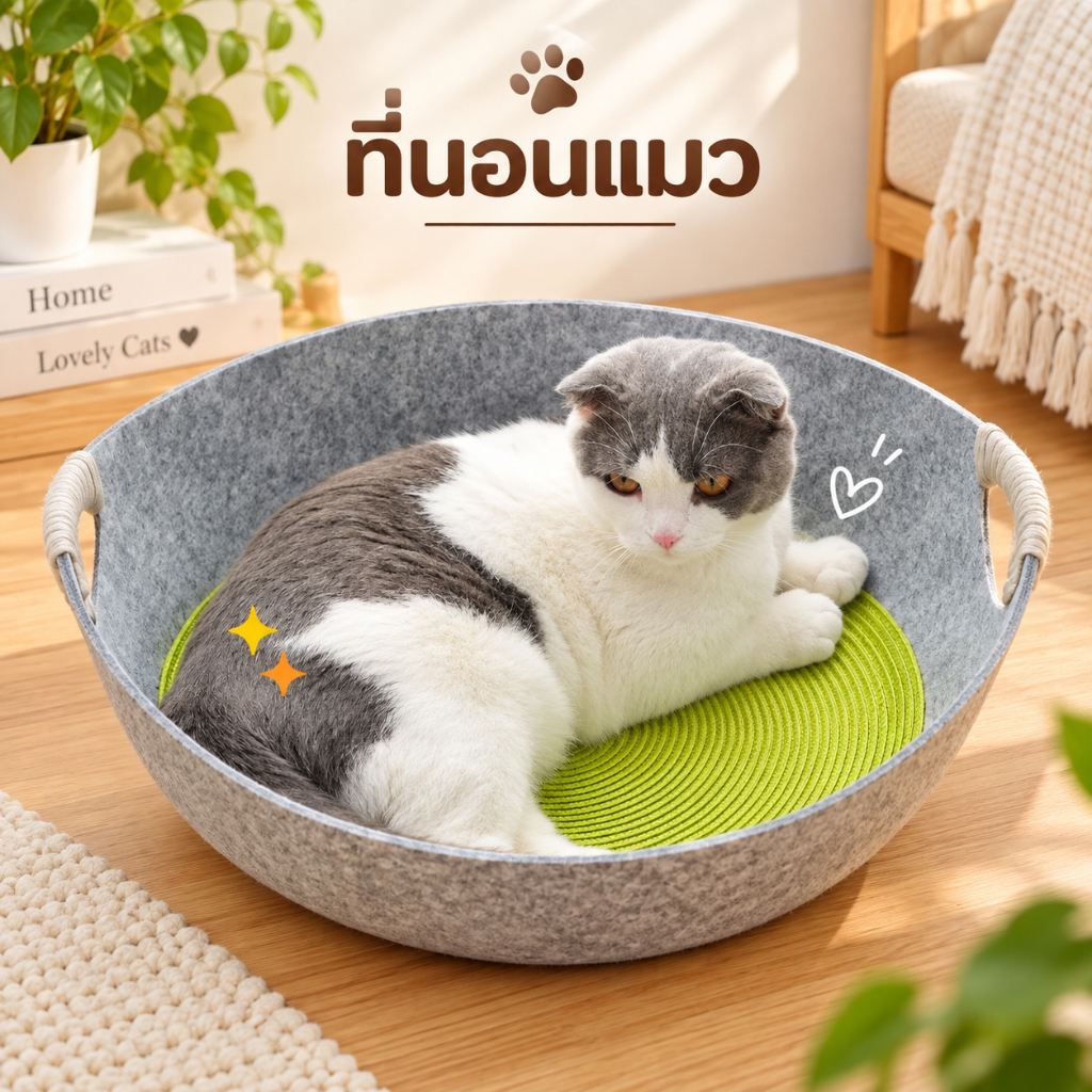 🌵 กระบะนอน ที่นอนแมว เตียงแมว เบาะ ที่นอนสัตว์เลี้ยง เตียงสุนัข เบาะแมว นุ่มสบาย พื้นกันลื่นด้านล่าง ซักได้ 🌵