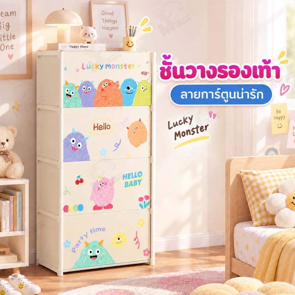 [ ประตูกว้างพิเศษ ] ชั้นวางของ ตู้เก็บของใช้ ตู้รองเท้า ชั้นวางรองเท้า เก็บของใช้ กันน้ำกันฝุ่น พลาสติกPPแข็งแรงทนทาน FB