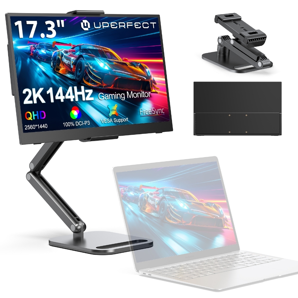 UPERFECT 2K 144Hz Portable Monitor  จอภาพแล็ปท็อปแบบพกพาบางเฉียบพร้อมขาตั้ง 2560*1440 With Matte Screen  with free stand