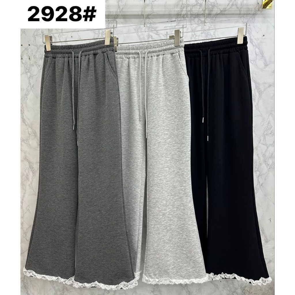 🚨 2928 **มีส่งด่วน** งานป้ายอินทุอร กางเกงขายาว รุ่นขาม้า เนื้อผ้าวอร์มเทพ เนื้อนุ่ม ดีเทลแต่งชายลูกไม้