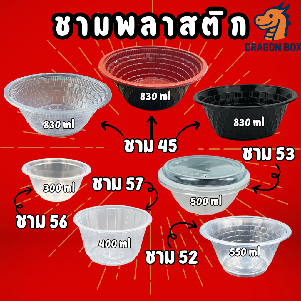 ชามพลาสติก DragonBox เนื้อ PP Food Grade ทนร้อน เข้าไมโครเวฟ ปลอดภัย