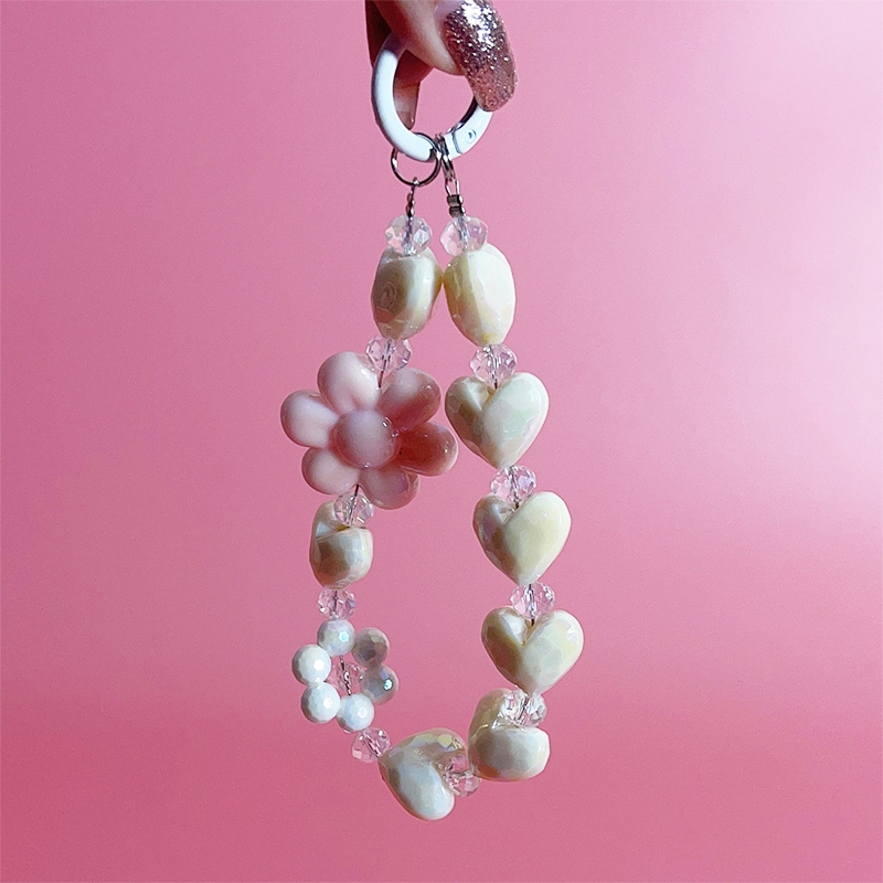 พวงกุญแจ สายห้อยโทรศัพท์ ลูกปัดหัวใจ สีสันสวยงาม พร้อมจี้ดอกไม้ ห้อยกระเป๋า พร้อมจัดส่งในประเทศไทย - รูปที่ 6