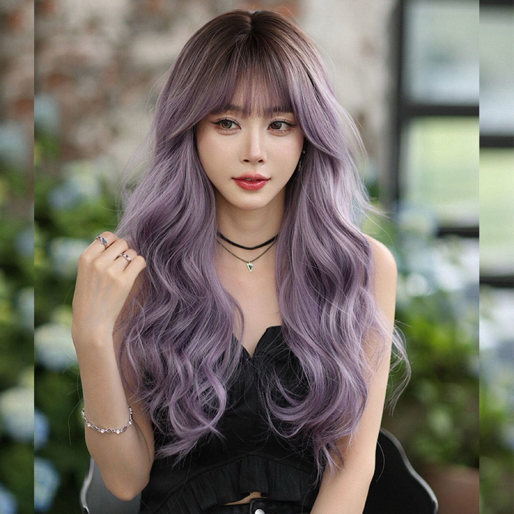 วิกผม รุ่น MC (เอ็มซี) นางแบบใส่สีโคนดำไล่ม่วง ยาว 60 cm. ทนร้อน 200 องศา สวยมาก