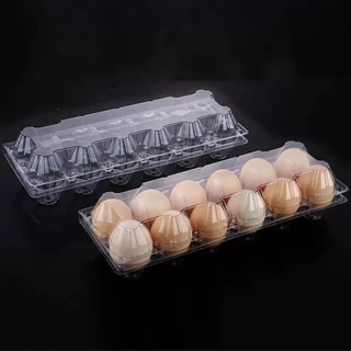 (แพคละ 100 ใบ) กล่องไข่12ฟองล็อค กล่องใส่ไข่ กล่องพลาสติกใส่ไข่12ฟอง สำหรับไข่