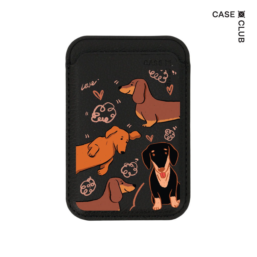 CaseClub Wallet กระเป๋าใส่บัตร ลาย Brown Dachshund Pattern