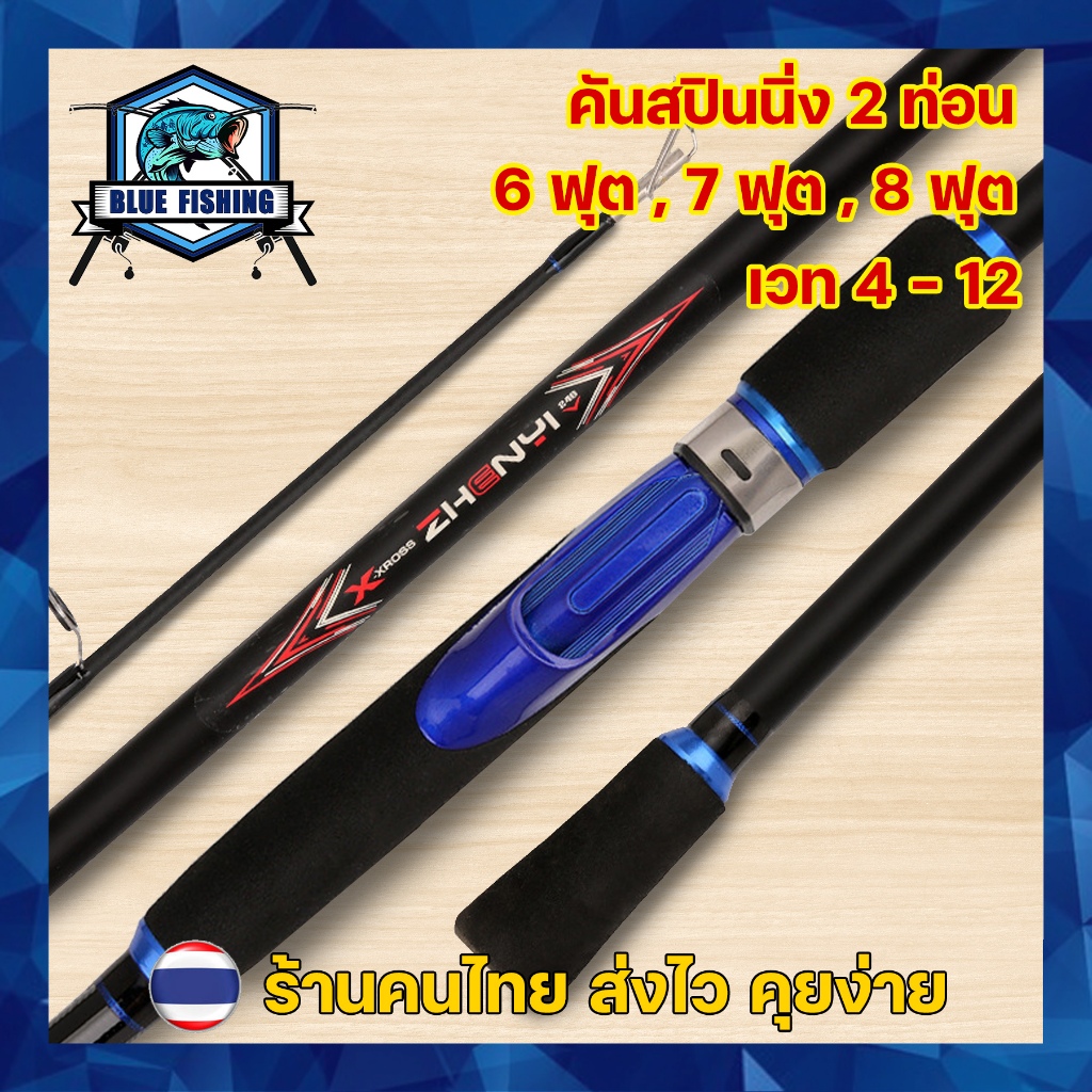 คันสปินนิ่ง คันสปินตีเหยื่อปลอม 2 ท่อน เวท 4-12 ปอนด์ คันกราไฟท์ สำหรับงาน ช่อน ชะโด [Blue Fishing]