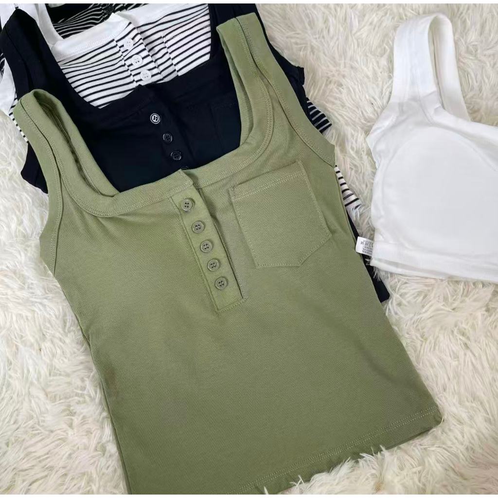 1053 NEW เสื้อกล้ามสายเดี่ยว มีฟองน้ำในตัว ใส่สบาย