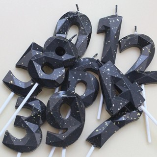 เทียนตัวเลขสีดำเมทัลลิค เทียนวันเกิด  Birthday candles Metal…