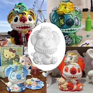 กระปุกออมเงินสีขาว 13-27ซม. รูปแบบการ์ตูน DIY ระบายสี ของเล่…