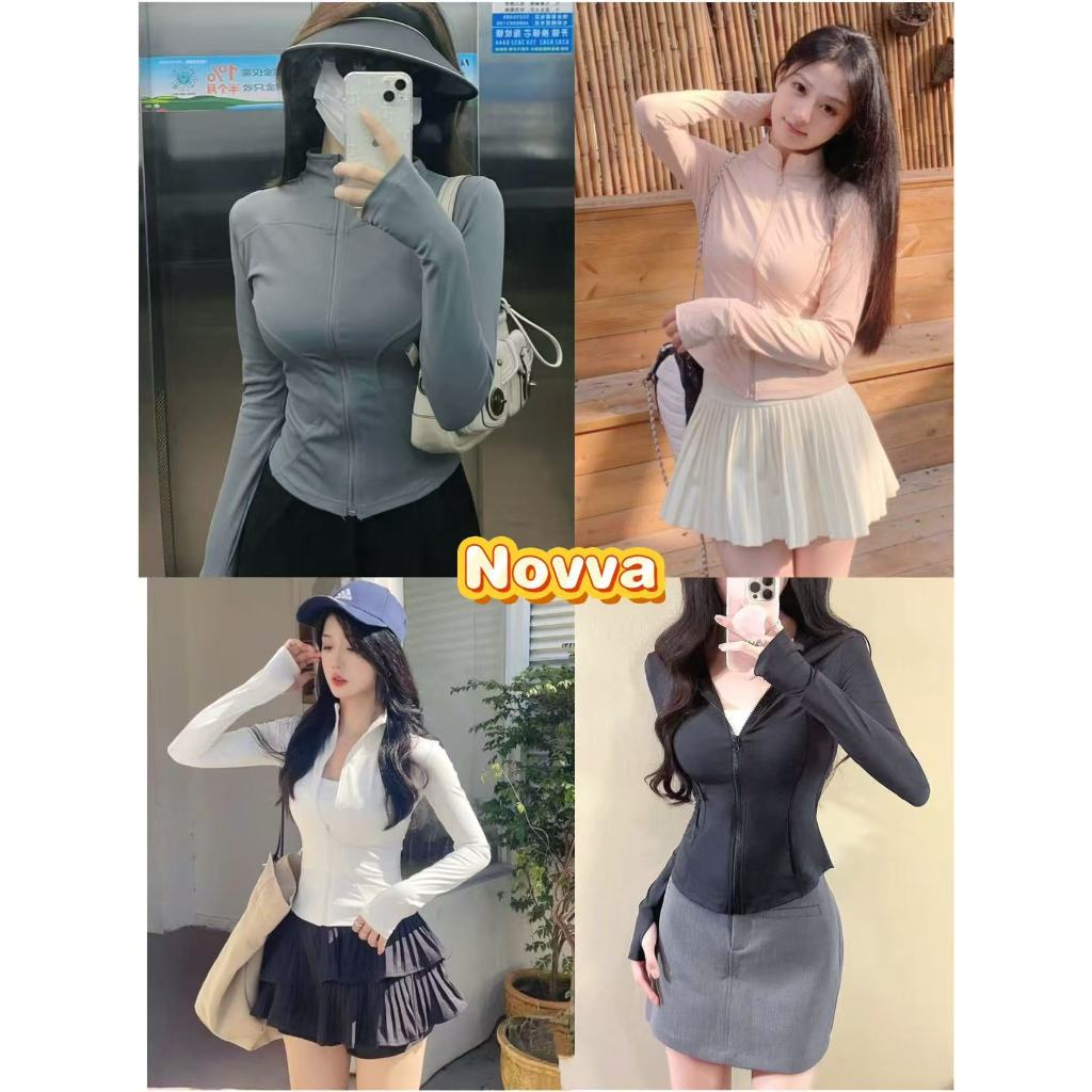ส่งไวจากไทย🍒ทรงสลิมฟิต เเบบสุดฮิต เสื้อกีฬา เสื้อเย็น เสื้อกันยูวี UPF50+ เนื้อผ้าบางใส่สบาย Novva