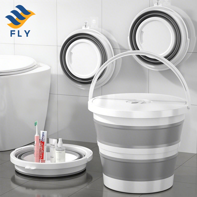 FLY_ซิลิโกันทนความร้อนแบบพกพาขนาด 5-10 ลิตร สำหรับใช้ในบ้าน ถังน้ำพับได้ เก็บง่าย multifunctional