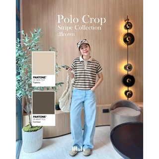MalaOriginal |【7 สี】Polo Crop Stripe🍡 เสื้อโปโลลายทาง ทรงครอป ไม่ต้องรีด ลายทาง