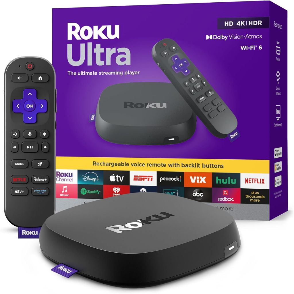 Roku Ultra - Ultimate Streaming Player - 4K Streaming Device for TV with HDR10+, Dolby Vision & Atmos - Bluetooth Wi-Fi6
