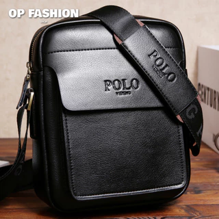 กระเป๋าสะพายข้างผู้ชาย POLO รุ่นเกรดพรีเมียม ไซส์ใหญ่ มีช่องใส่ของเยอะ พร้อมถุงผ้า ส่งจากไทย หนังPU (PLหนังพาดไหล่)