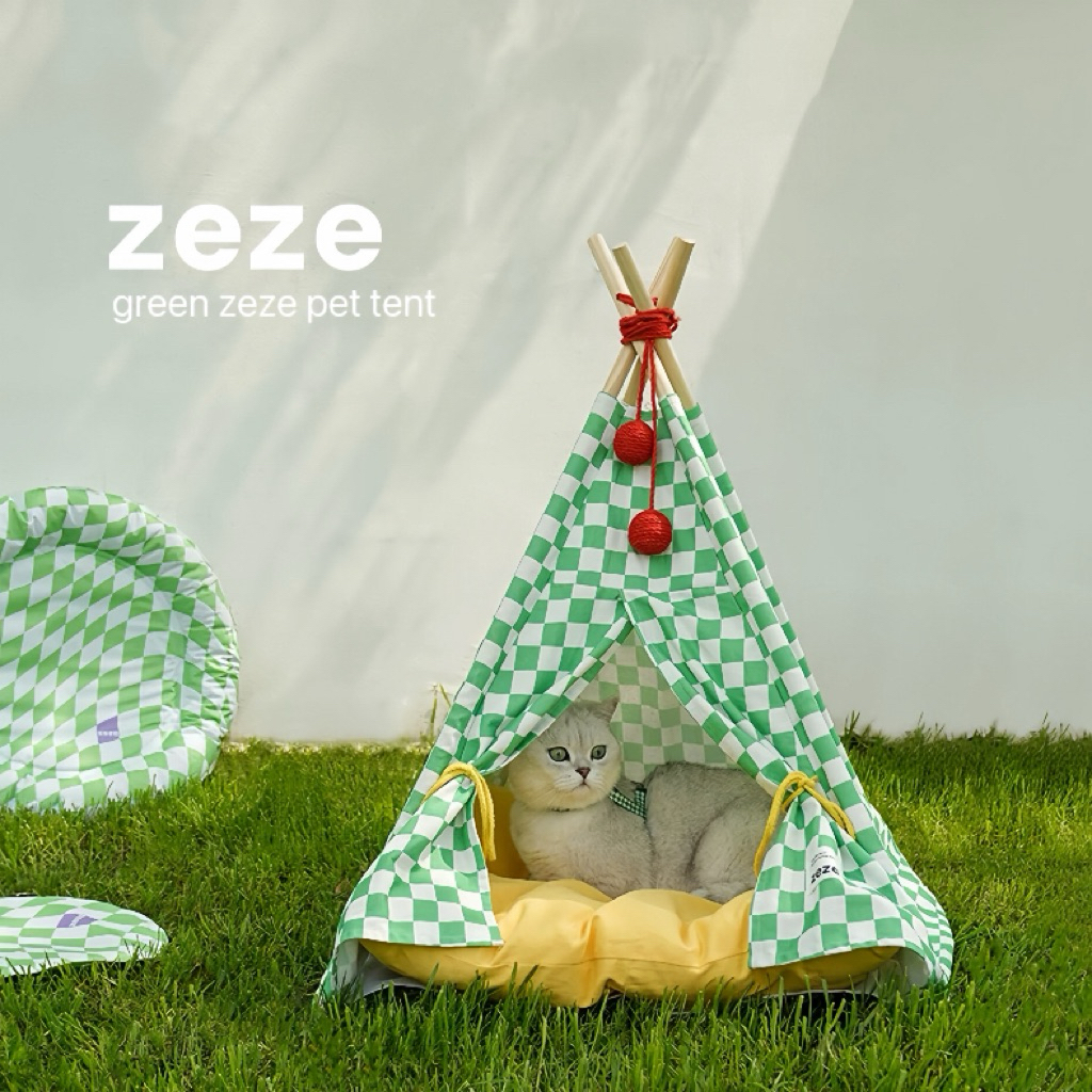 New!🏕️ ที่นอนเต้นท์ Zeze สีเขียว สำหรับสัตว์เลี้ยง