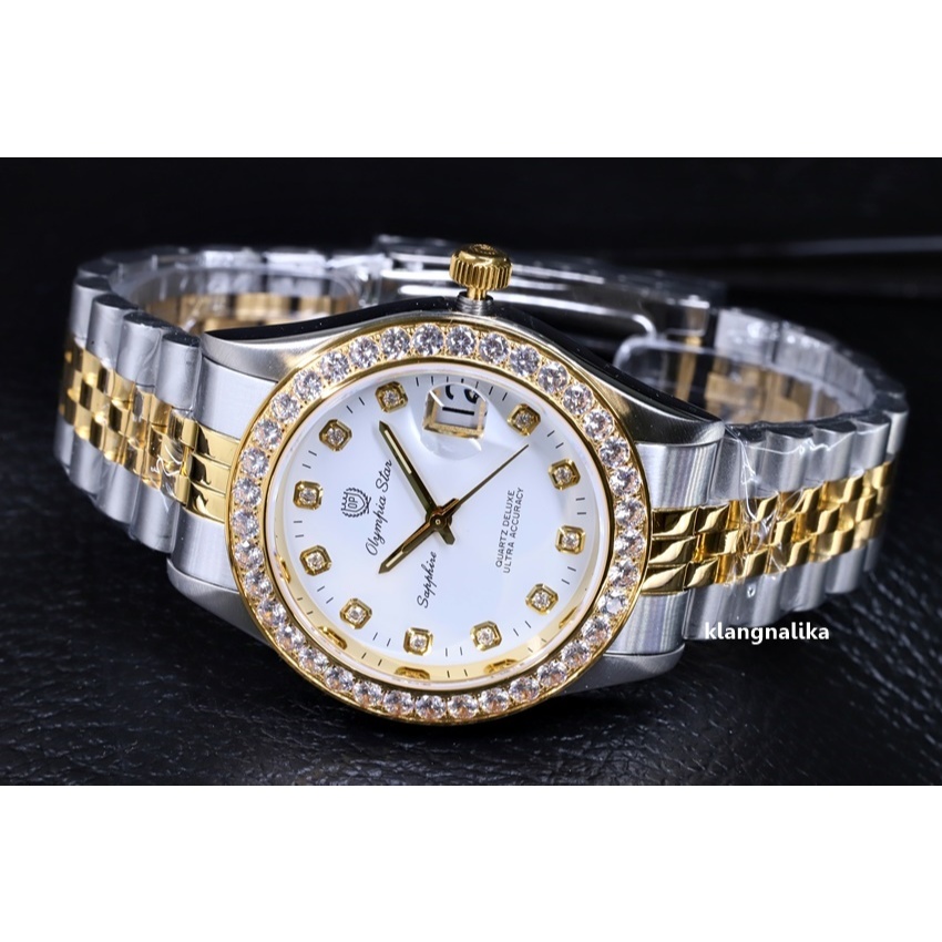 นาฬิกาผู้ชาย OP Olympia star sapphire Quartz รุ่น 893271 DSK (สองกษัตริย์หน้าขาว)
