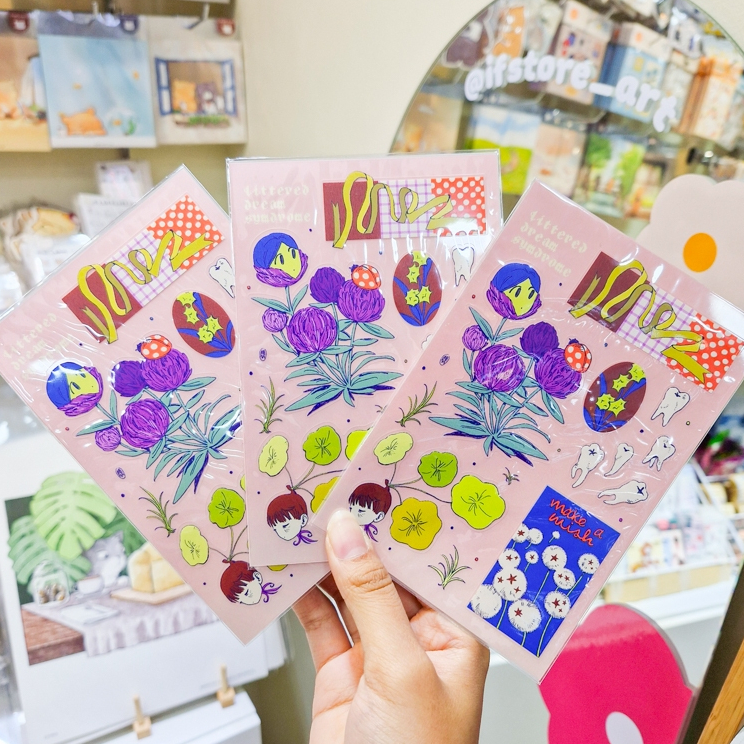 Sticker Pack สติกเกอร์แพ็ค รวมลายสุดเก๋ สีสดใส สติกเกอร์ดอกไม้ ของตกแต่ง น่ารัก ๆ [ab.bnna]