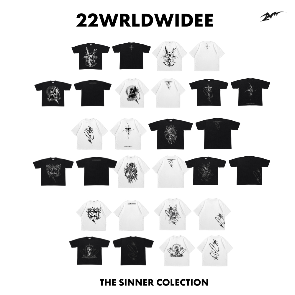 (🔥จัดส่งด่วน 1-3 วัน!) 22wrldwidee รวมเสื้อยืดทรงครอปBoxy ผ้าคอตตอน 100%The Sinner สุดเท่ห์! (AD120-