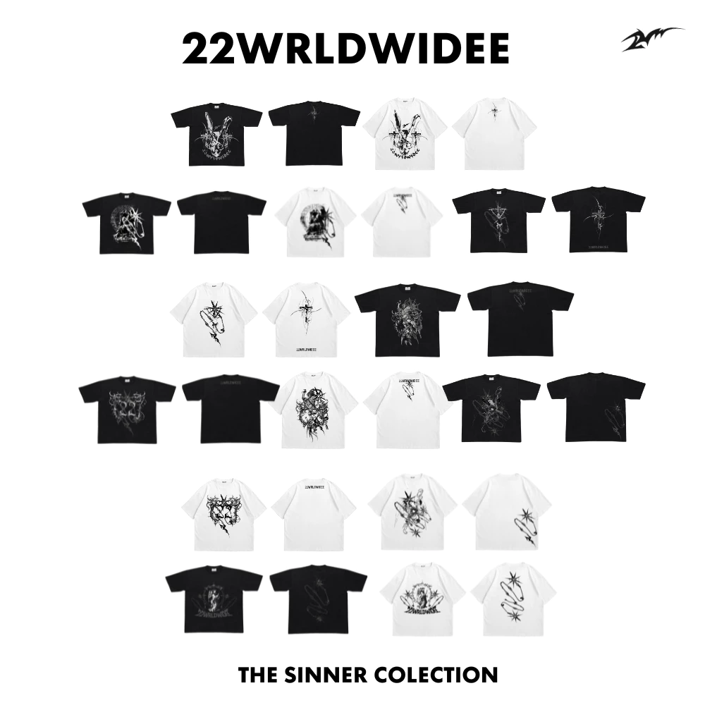 (🔥จัดส่งด่วน 1-3 วัน!) 22wrldwidee รวมเสื้อยืดทรงครอปBoxy ผ้าคอตตอน 100%The Sinner สุดเท่ห์! (AD120-AD126)