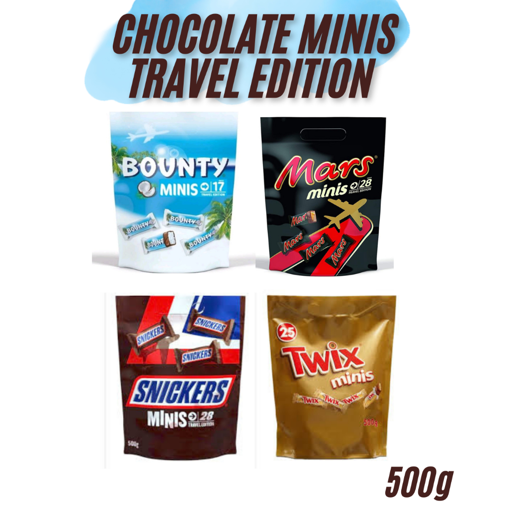 Chocolate minis travel edition  (Twix , Snickers , Mars , Bounty) น้ำหนัก 500 กรัม