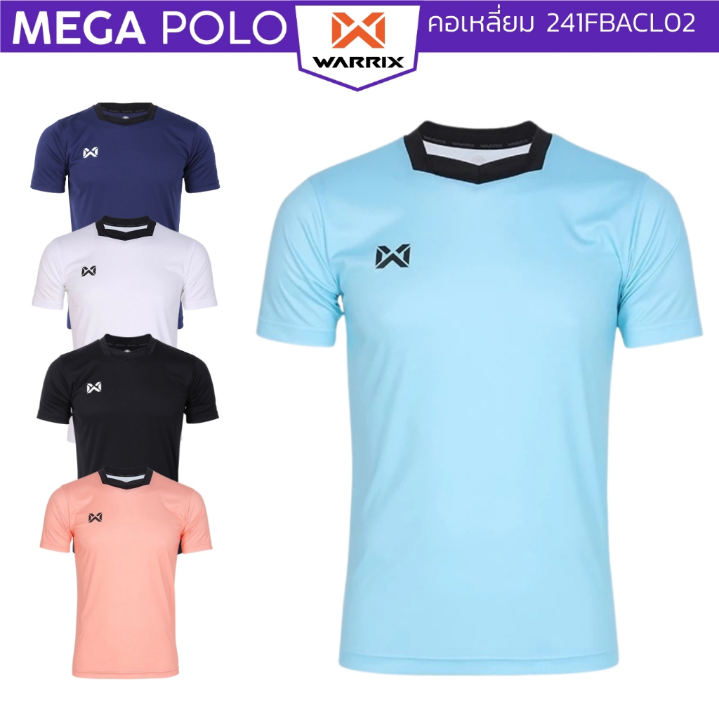 เสื้อกีฬา WARRIX คอกลม คอเหลี่ยม ผ้าไมโครเรียบ แขนสั้น 241FBACL02