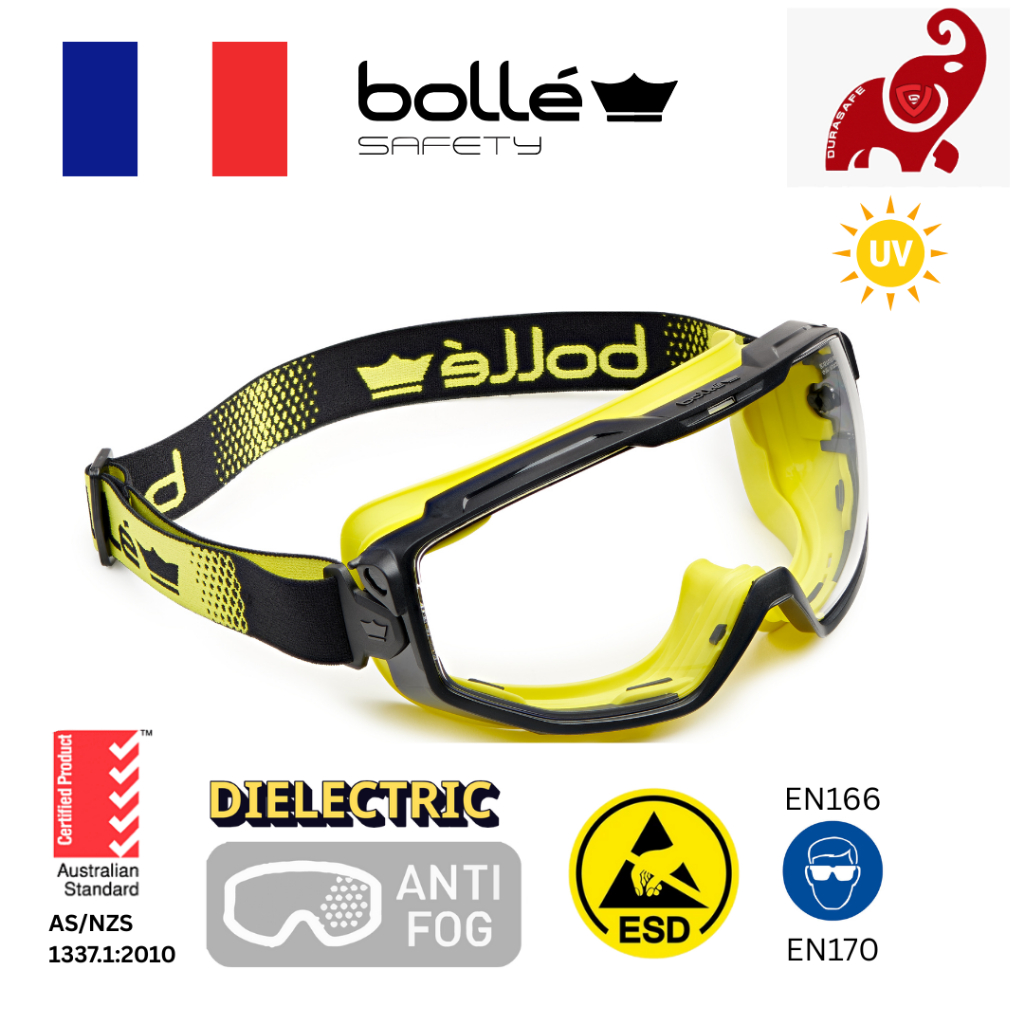 BOLLE UNIVERSAL UNIVGN10W Scratch Resistant Anti-Mist Safety Goggles with Clear Lenses