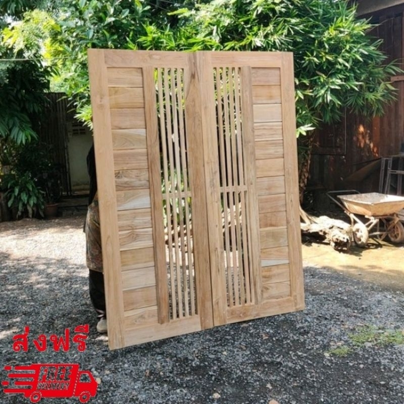 ประตูไม้สักบานคู่ไม้สัก รหัส A39