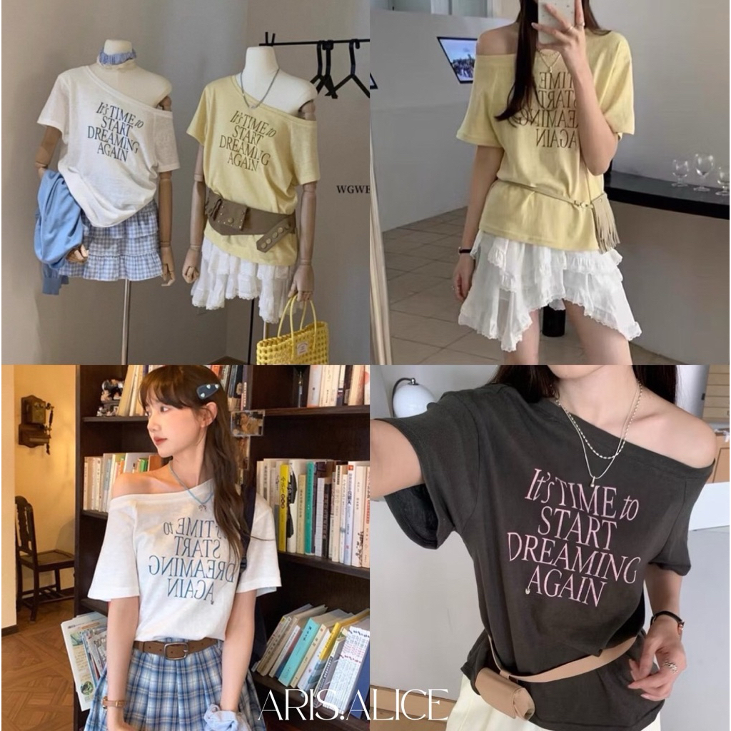 พร้อมส่ง✅เสื้อปาดไหล่ผ้าสลาฟ TAG : WG.WE🇰🇷 เนื้อผ้าใส่สบาย ทรงสวยแมทซ์ง่าย