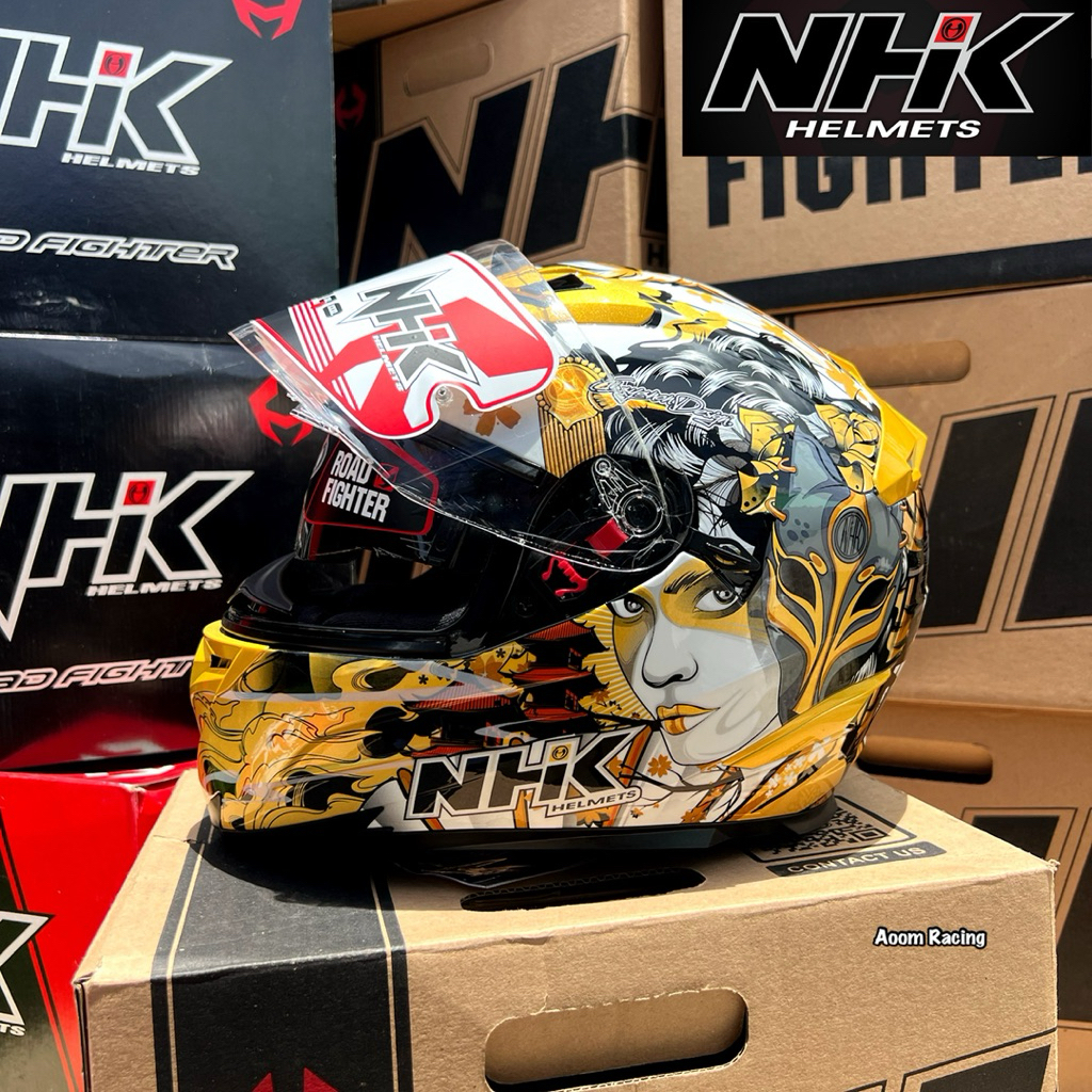 หมวกกันน็อก  NHK Helmet RX9 ลาย Geisha2แว่นแถมเสื้อ1ตัวพร้อมกระเป๋าใส่หมวกรุ่นนี้ลองรับการใส่แว่นตา 