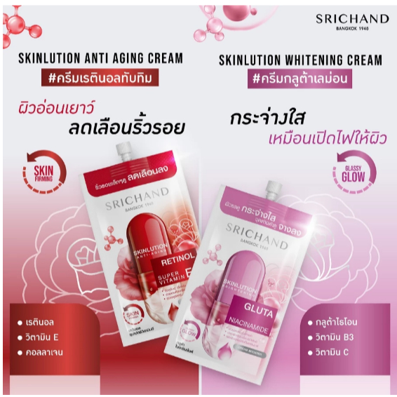 SRICHAND SKINLUTION ACNE CARE ,HYDRATION , ANTI-AGING , BRIGHTENING ศรีจันทร์ สกินลูชั่น 4 แบบ ขนาด 7มล.(แบบซอง)