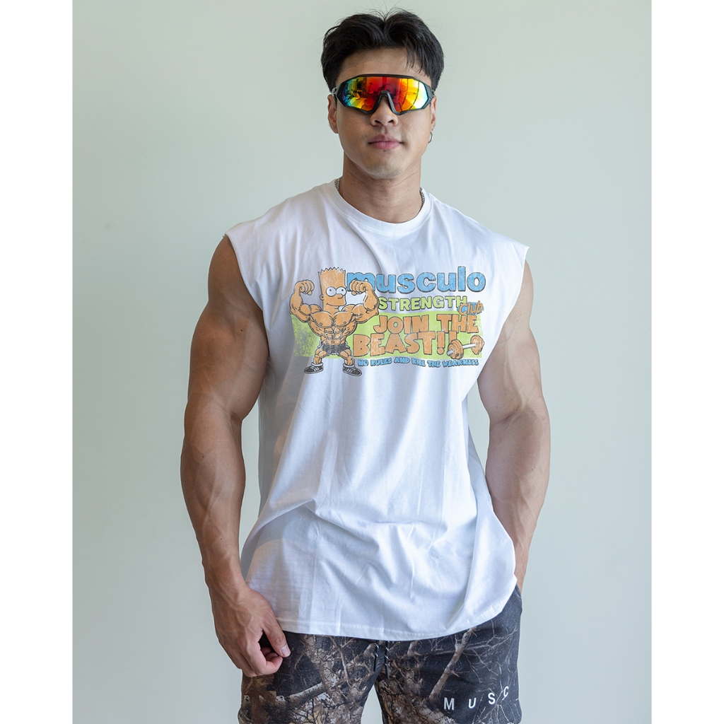 Musculo เสื้อกล้ามโอเวอร์ไซส์พิมพ์ลายการ์ตูน