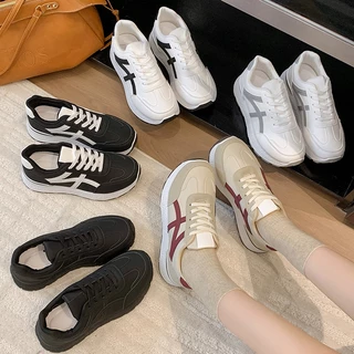 สินค้าใหม่! รองเท้าผ้าใบแฟชั่นสไตล์เกาหลี พร้อมส่งฟรี รองเท้ากีฬาลำลอง ใส่วิ่งได้ เสริมส้น พื้นนุ่ม เบา [LN6601]