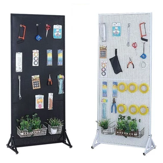 weleda1 สแตนโชว์สินค้า Pegboard Hook แขวนชั้นวางขาตั้งพร้อมล้อเคลื่อนย้ายได้สีขาว / ดํา 50 * 120 ซม. 🔥จัดส่งจากประเทศไทย