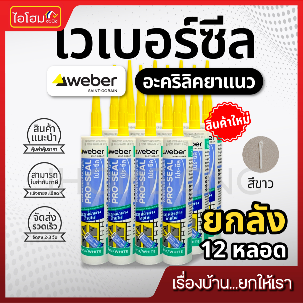 อะคริลิค ยาแนวอะคริลิค ยาแนวอเนกประสงค์ แด๊ป เวเบอร์ โปรซีล ยกลัง12หลอด