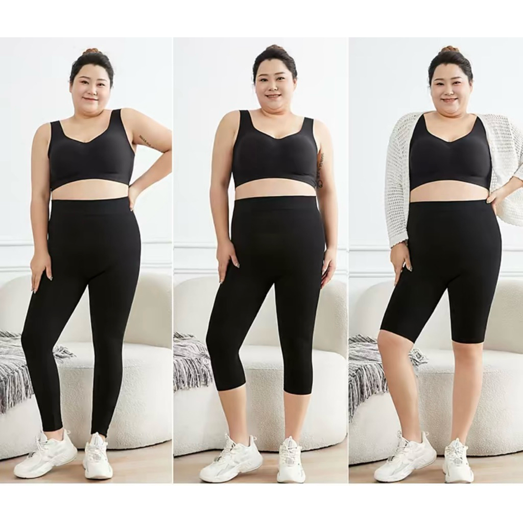 กางเกงเลกกิ้งสีดำล้วน3แบบให้เลือกผ้าหนาแน่นใส่กระชับยืดได้ตามตัวใส่ออกกำลังกาย คนอวบอ้วนใส่ได้สบายใส่ได้ถึงน้ำหนัก100โลก