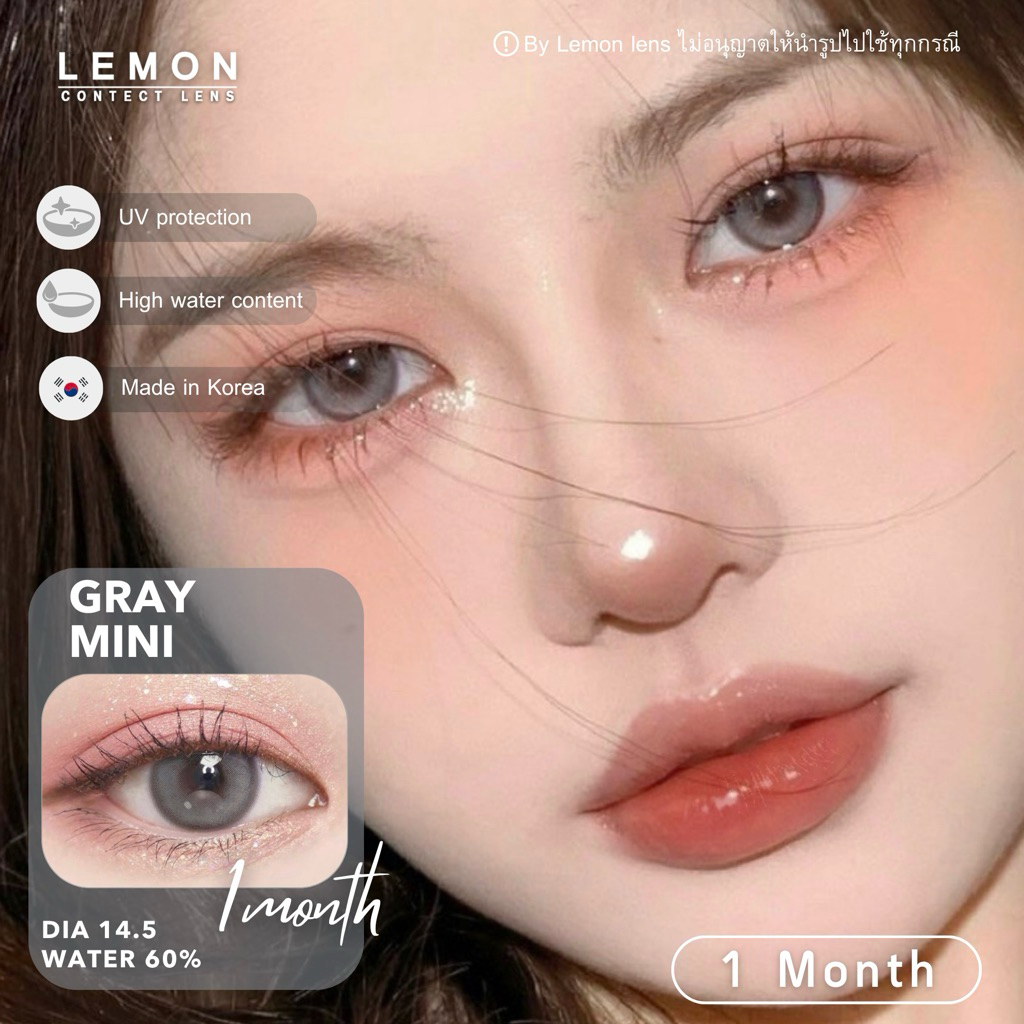 0801-Mi|🩶คอนแทคเลนส์รายเดือน Silicone hydrogel สีเทา Gray ขนาดมินิ DIA14.5💧water60%[เทาฟีลเตอร์สายละ