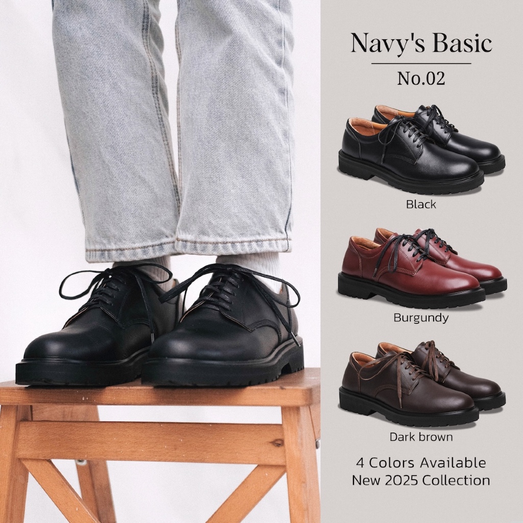รองเท้าหนังแท้ ทรงคลาสสิคสไตล์ Military Derby รุ่น Basic No.02