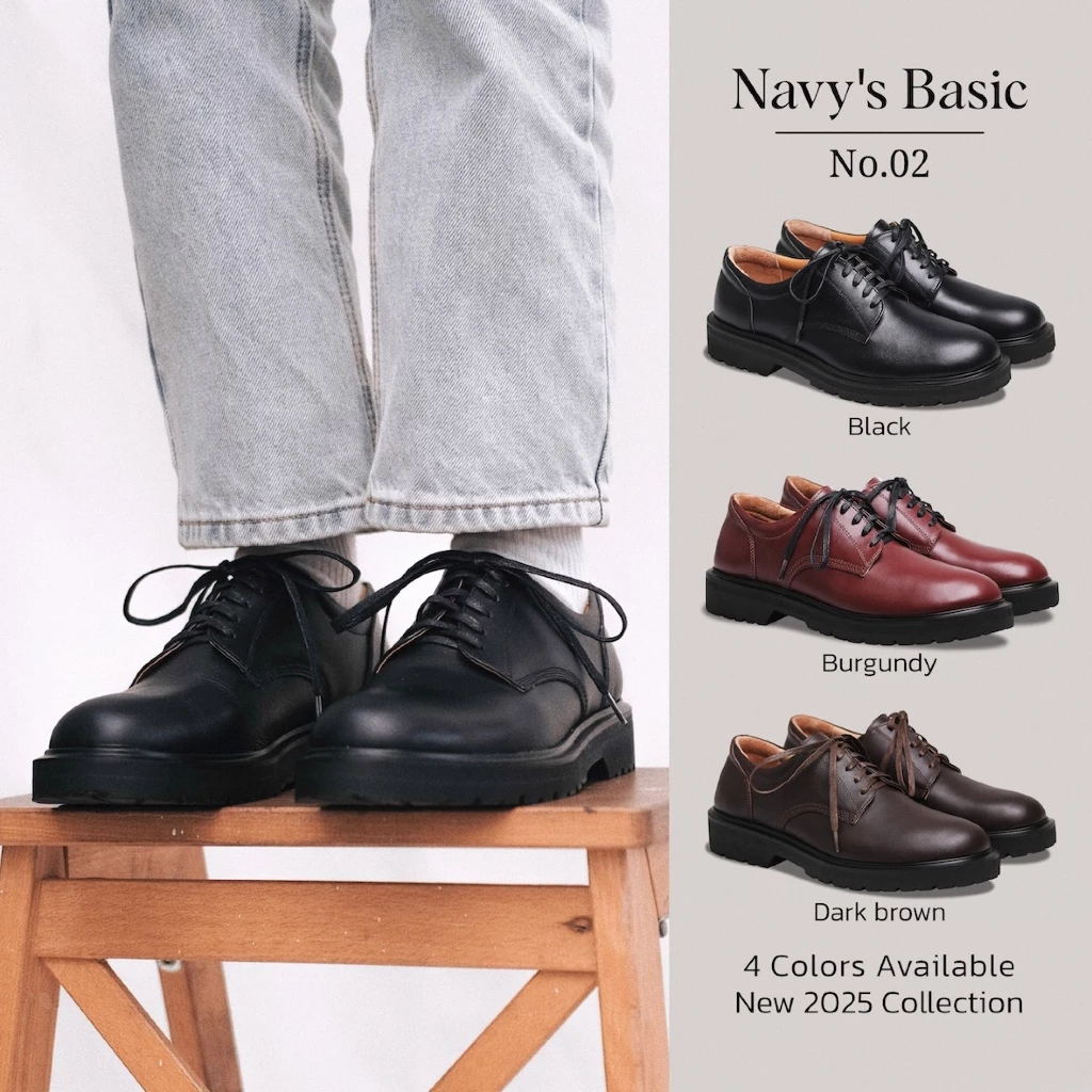 รองเท้าหนังแท้ ทรงคลาสสิคสไตล์ Military Derby รุ่น Basic No.02