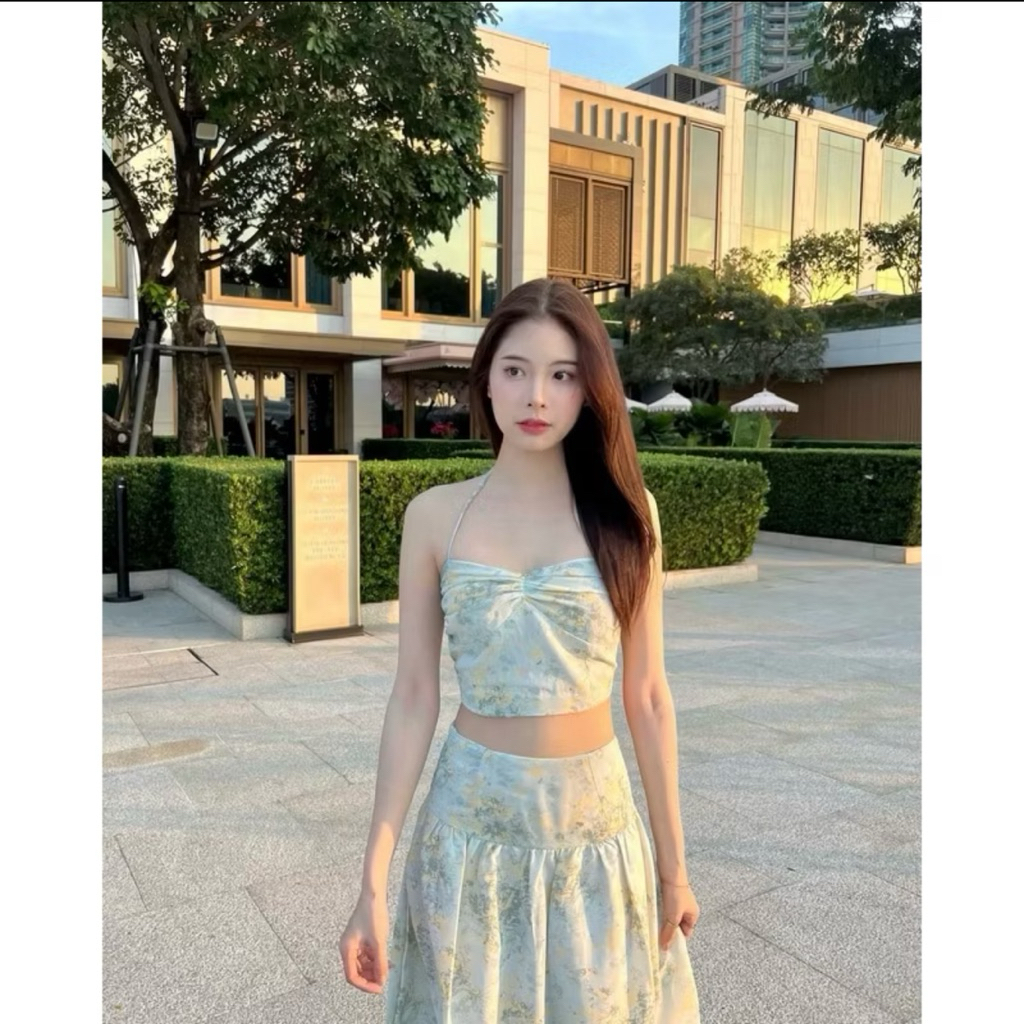 Used fallin rose dress สีเขียวพาสเทล