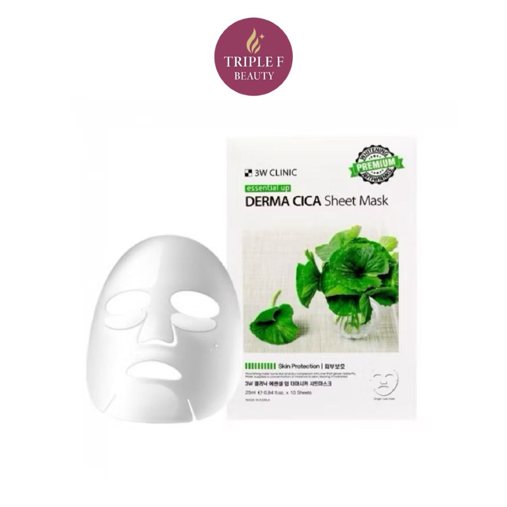 ⭐️แท้ 100% | พร้อมส่ง⭐️ 3W Clinic | Derma Cica Sheet Mask มาส์กใบบัวบกสูตรอ่อนโยน