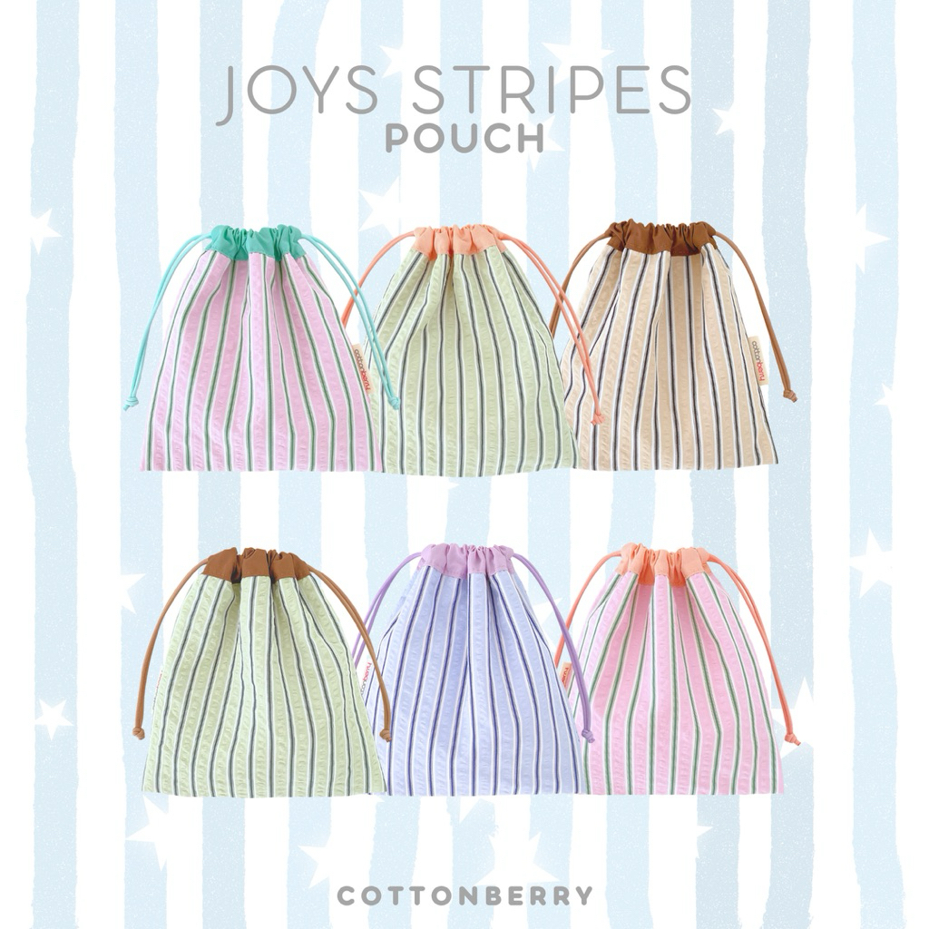 Cottonberry • ถุงผ้าหูรูด • Joys Stripes Pouch