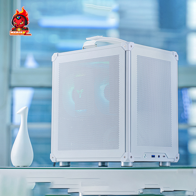 ส่งทันที+โค้ดลด C6 mATX white เคส จิ๋ว แถมหูหิ้วได้ สีขาว Jonsbo MicroATX Handle mini Case
