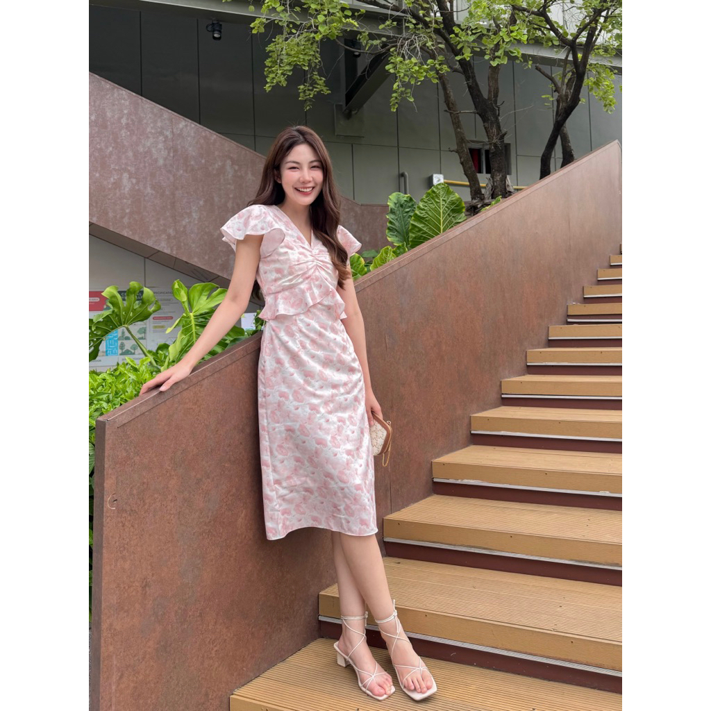 🌷✨ Peony dress  เดรสผ้านุ่ม พริ้ว ใส่สบาย มีซับในทั้งตัว (ตัดลดความยาวฟรี) - รูปที่ 6