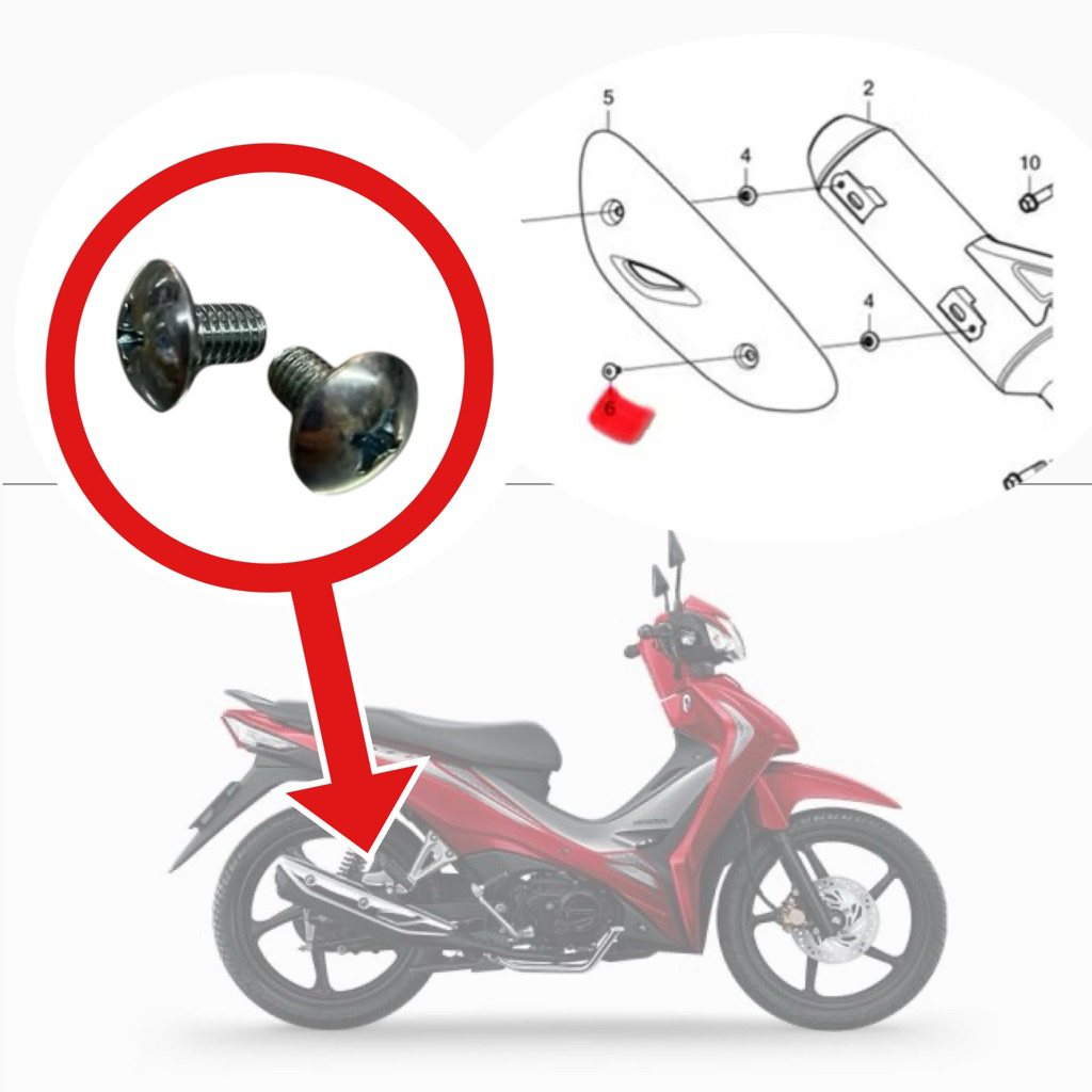 น็อตกันร้อนท่อ HONDA ชุดมี 2 ตัว และ 3 ตัว หัวแฉก No.10