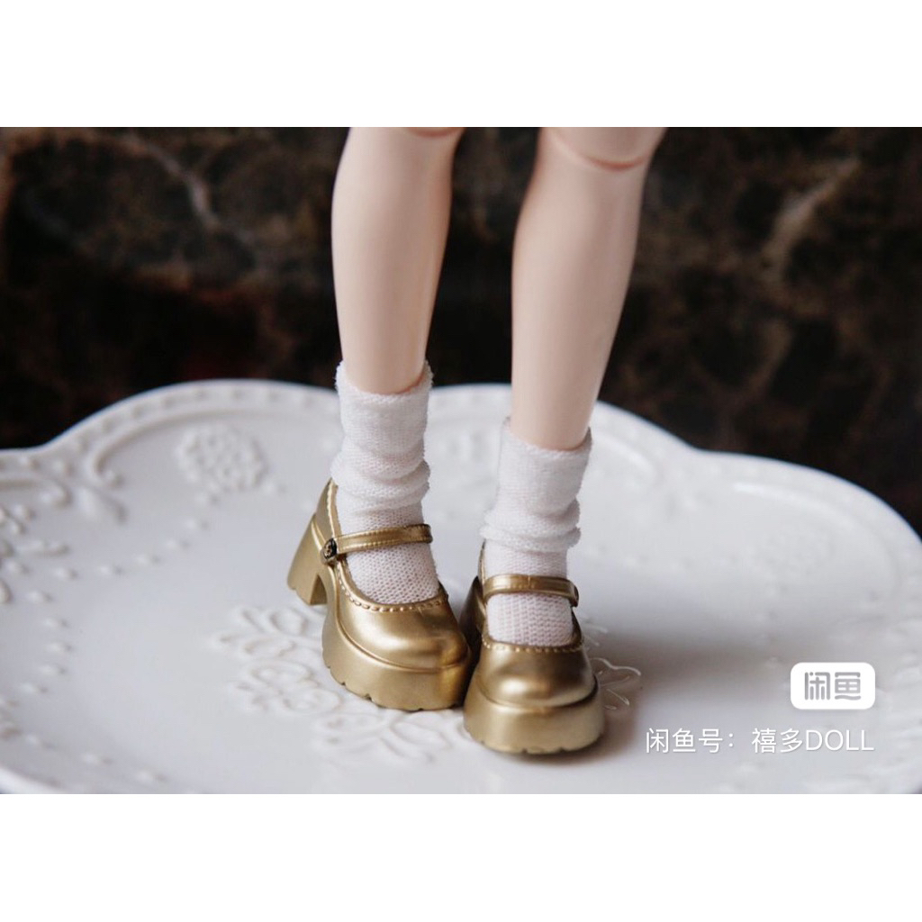 📌 รองเท้าสำหรับตุ๊กตา Blythe รองเท้า Mary Jane  สีทองมุก
