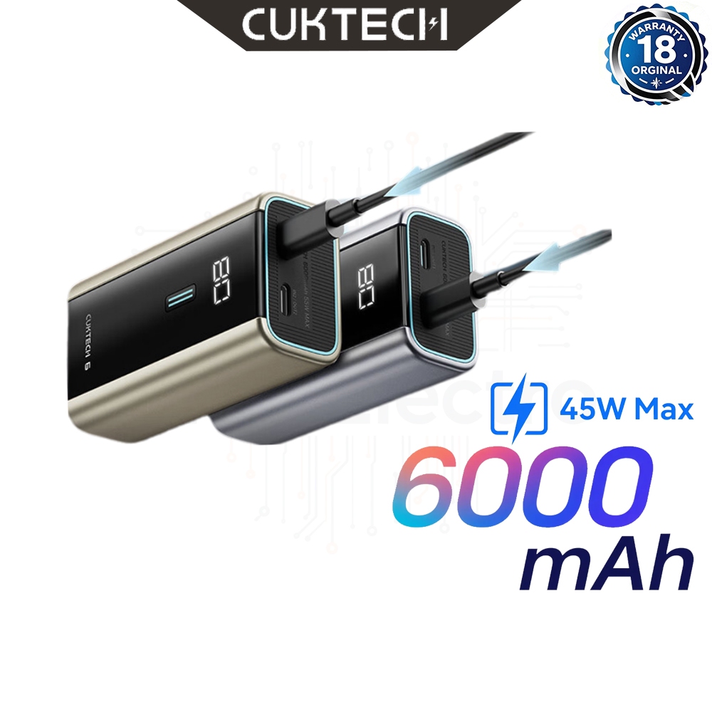 cuktech แบตสำรอง ความจุ 6000 mAh จ่ายไฟสูงสุด 55W ชาร์จเร็ว PD , PPS , QC , Protoco-PB060